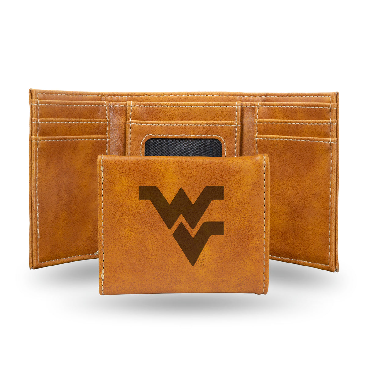 NCAA West Virginia Mountaineers Laser Engraved Tri-Fold Wallet Fan Gear NCAA West Virginia Mountaineers