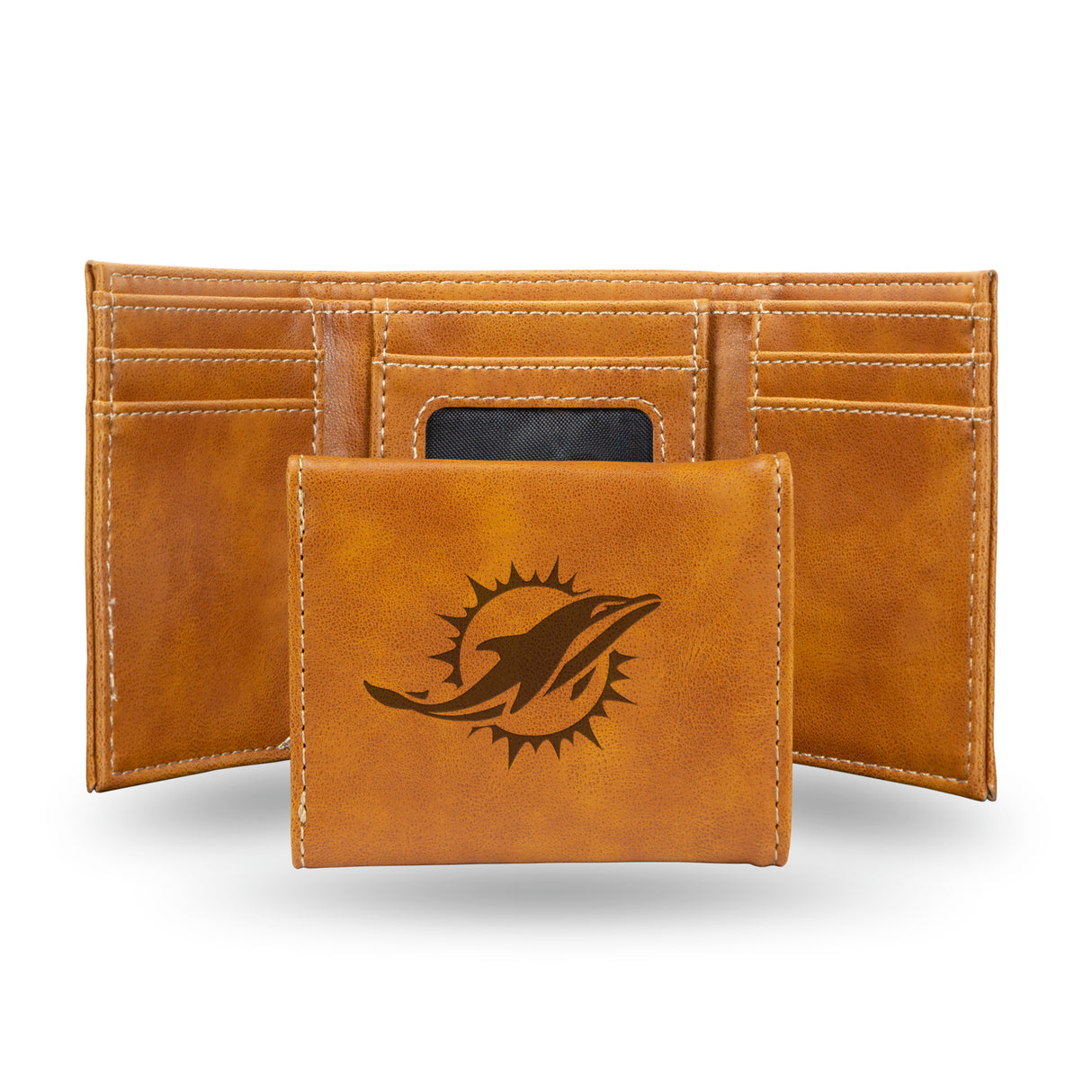 NFL Miami Dolphins Laser Engraved Trifold Wallet Fan Gear NFL Miami Dolphins