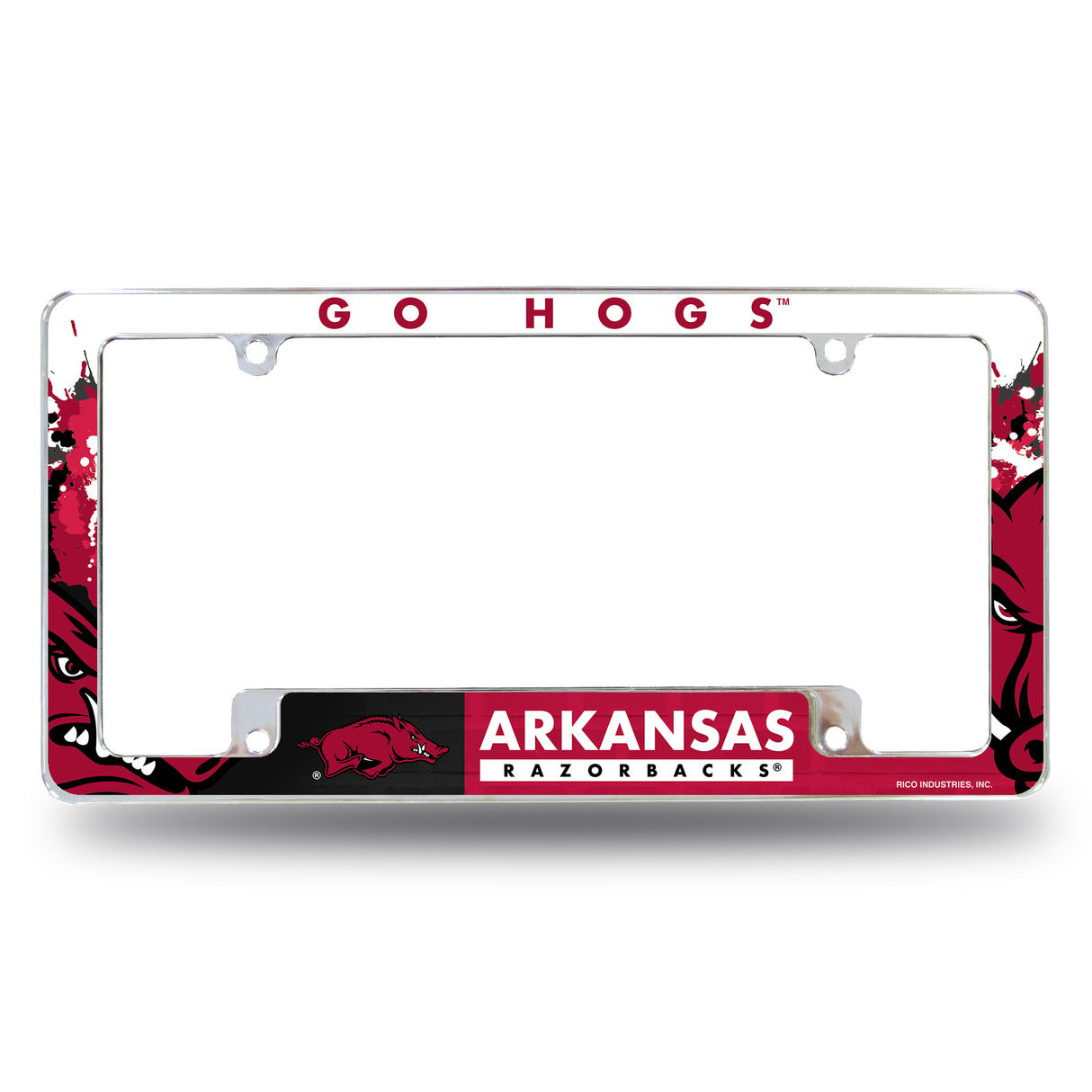NCAA Arkansas Razorbacks All Over Chrome License Plate Frame Fan Gear NCAA Arkansas Razorbacks