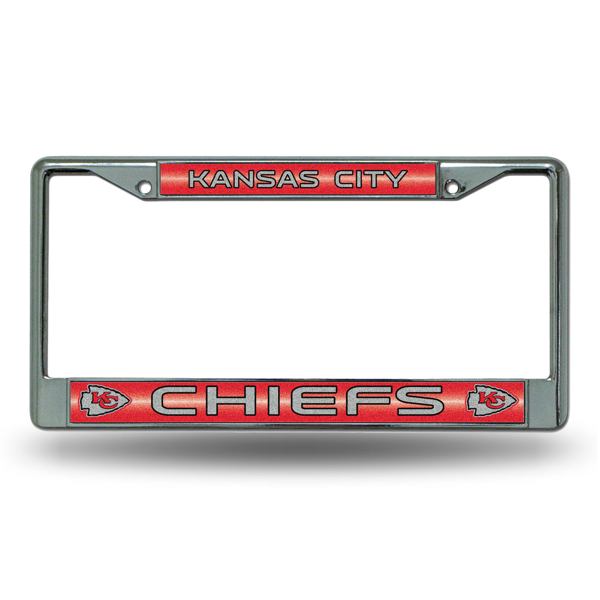NFL Kansas City Chiefs Chrome Glitter License Plate Frame Fan Gear NFL Kansas City Chiefs