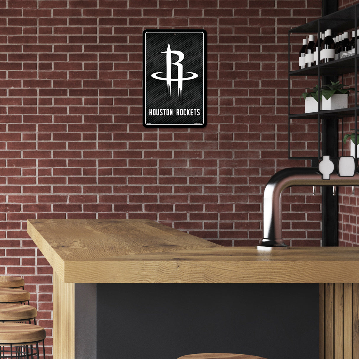 NBA Houston Rockets Large Metal Sign Fan Gear NBA Houston Rockets