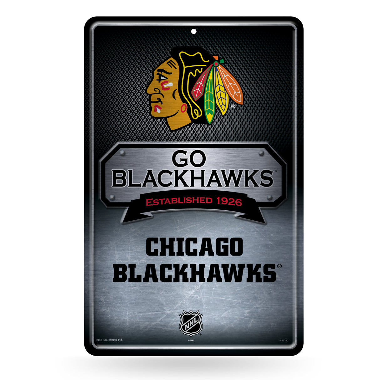 NHL Chicago Blackhawks Large Metal Sign Fan Gear NHL Chicago Blackhawks