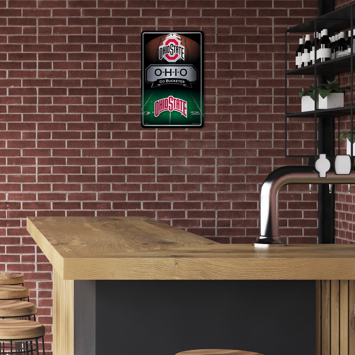 NCAA Ohio State Buckeyes Large Metal Sign Fan Gear NCAA Ohio State Buckeyes