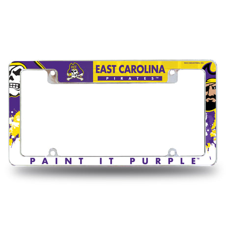 NCAA East Carolina Pirates All Over Chrome License Plate Frame Fan Gear NCAA East Carolina Pirates