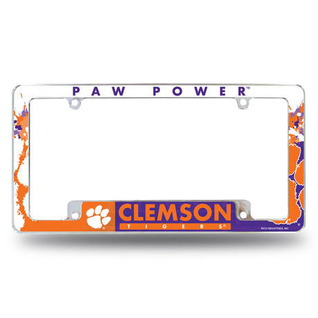 NCAA Clemson Tigers All Over Chrome License Plate Frame Fan Gear NCAA Clemson Tigers