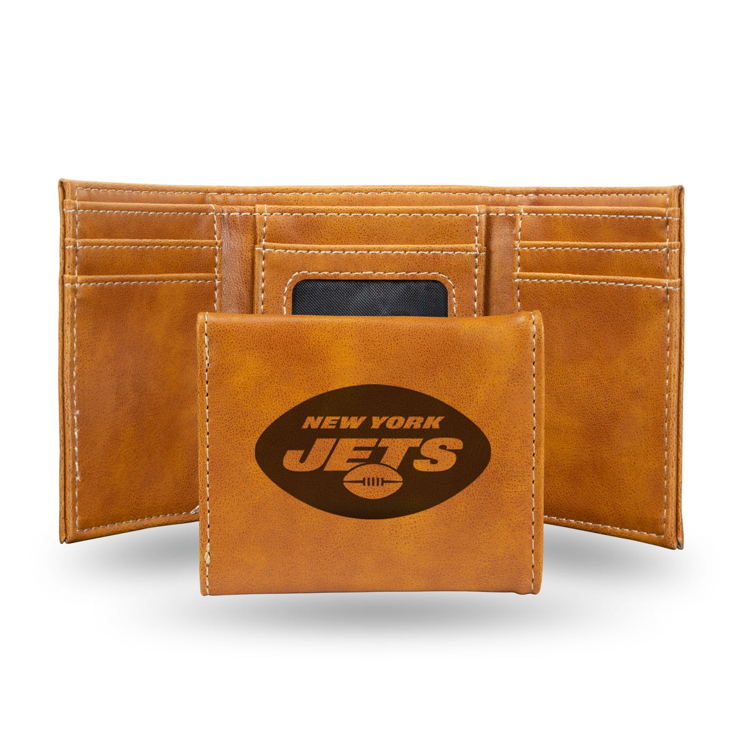 NFL New York Jets Laser Engraved Trifold Wallet Fan Gear NFL New York Jets