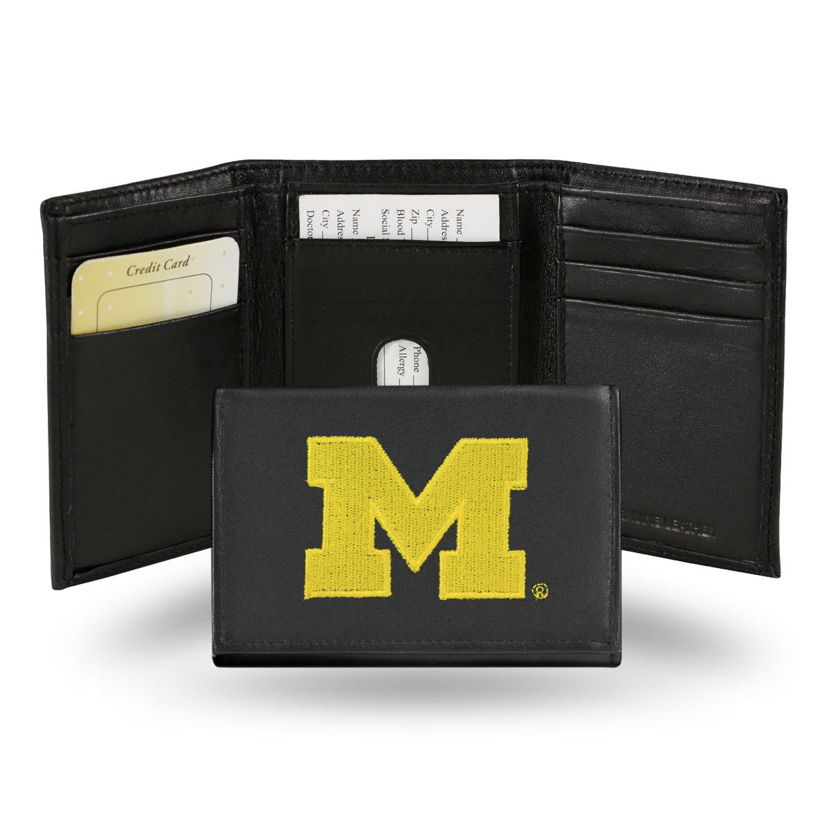 NCAA Michigan Wolverines Embroidered Tri-Fold Wallet Fan Gear NCAA Michigan Wolverines