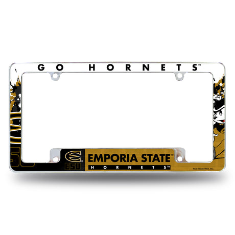 NCAA Emporia State Hornets All Over Chrome License Plate Frame Fan Gear NCAA Emporia State Hornets