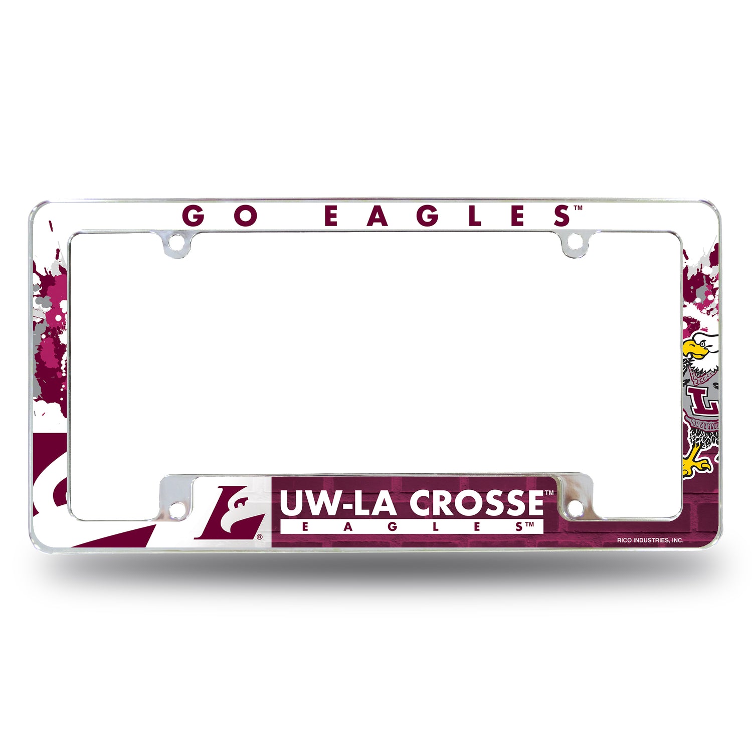 NCAA Wisconsin-La Crosse Eagles All Over Chrome License Plate Frame Fan Gear NCAA Wisconsin-La Crosse Eagles