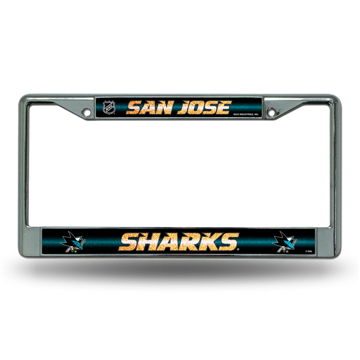 NHL San Jose Sharks Chrome Glitter License Plate Frame Fan Gear NHL San Jose Sharks