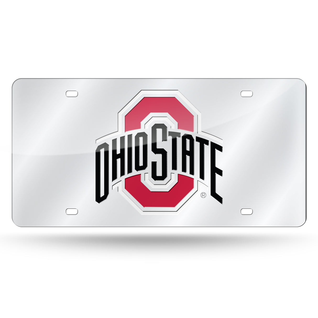 NCAA Ohio State Buckeyes Silver Laser Cut Automobile Tag Fan Gear NCAA Ohio State Buckeyes
