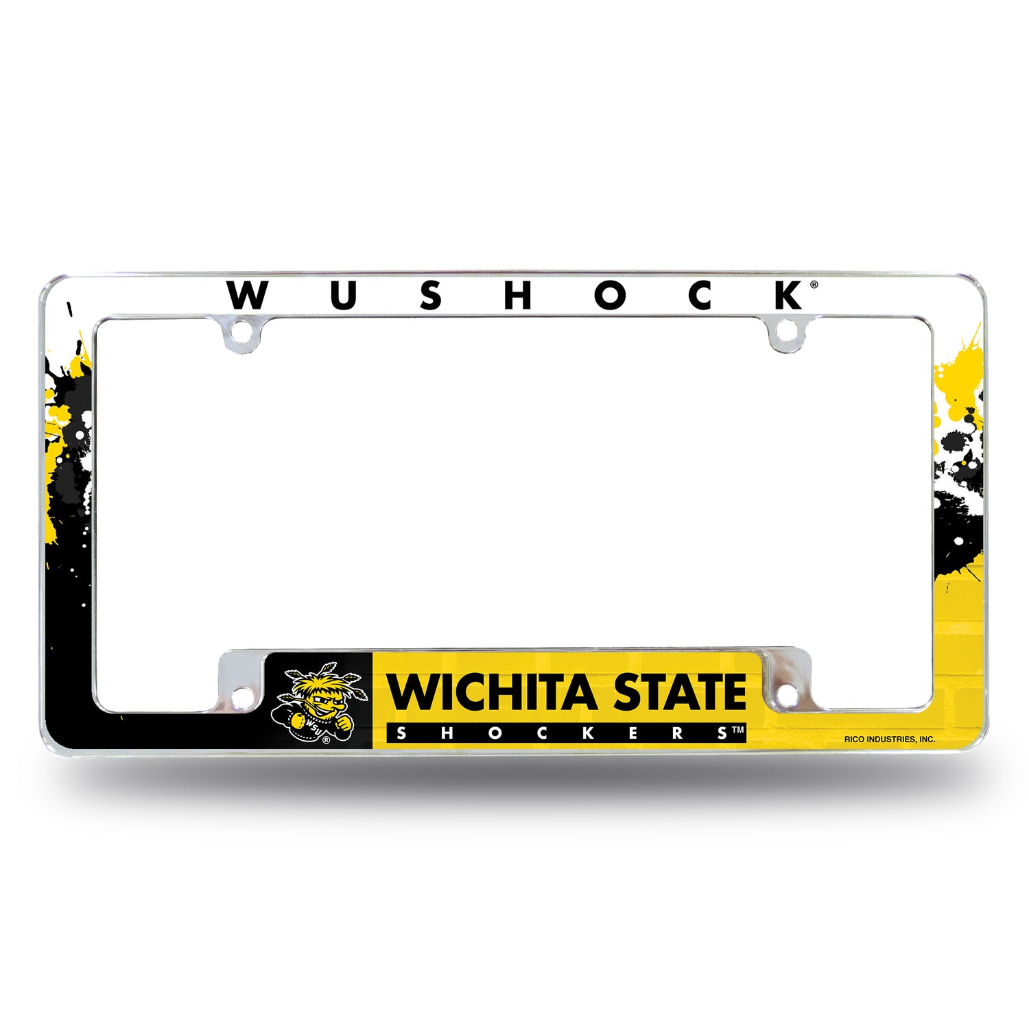 NCAA Wichita State Shockers All Over Chrome License Plate Frame Fan Gear NCAA Wichita State Shockers