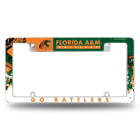 NCAA Florida A&M Rattlers - FAMU All Over Chrome License Plate Frame Fan Gear NCAA Florida A&M Rattlers