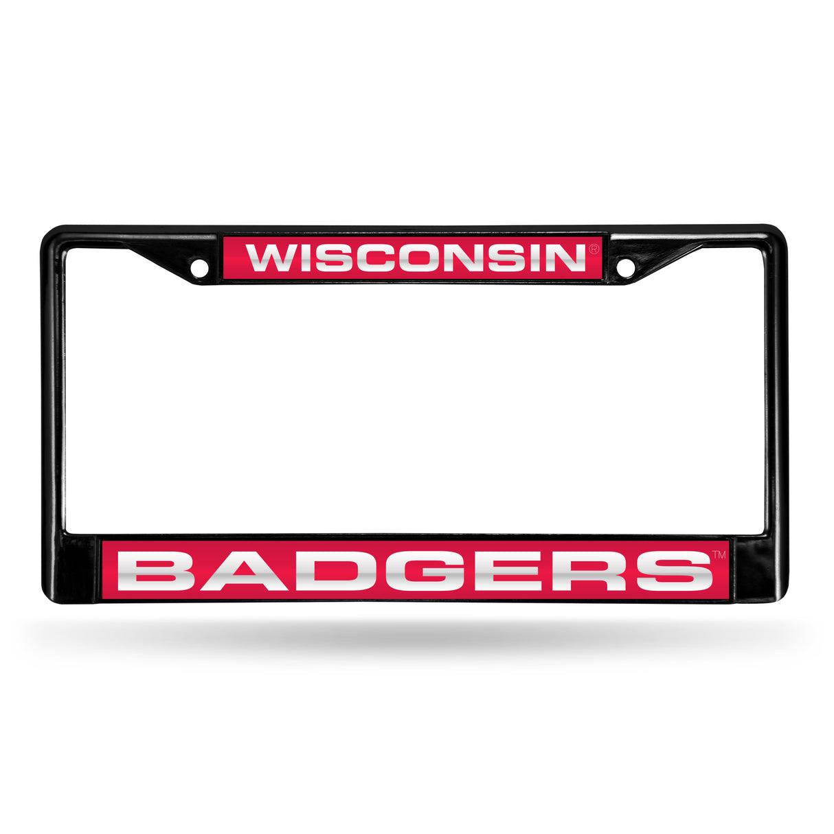NCAA Wisconsin Badgers Laser Cut Black Chrome License Plate Frame Fan Gear NCAA Wisconsin Badgers