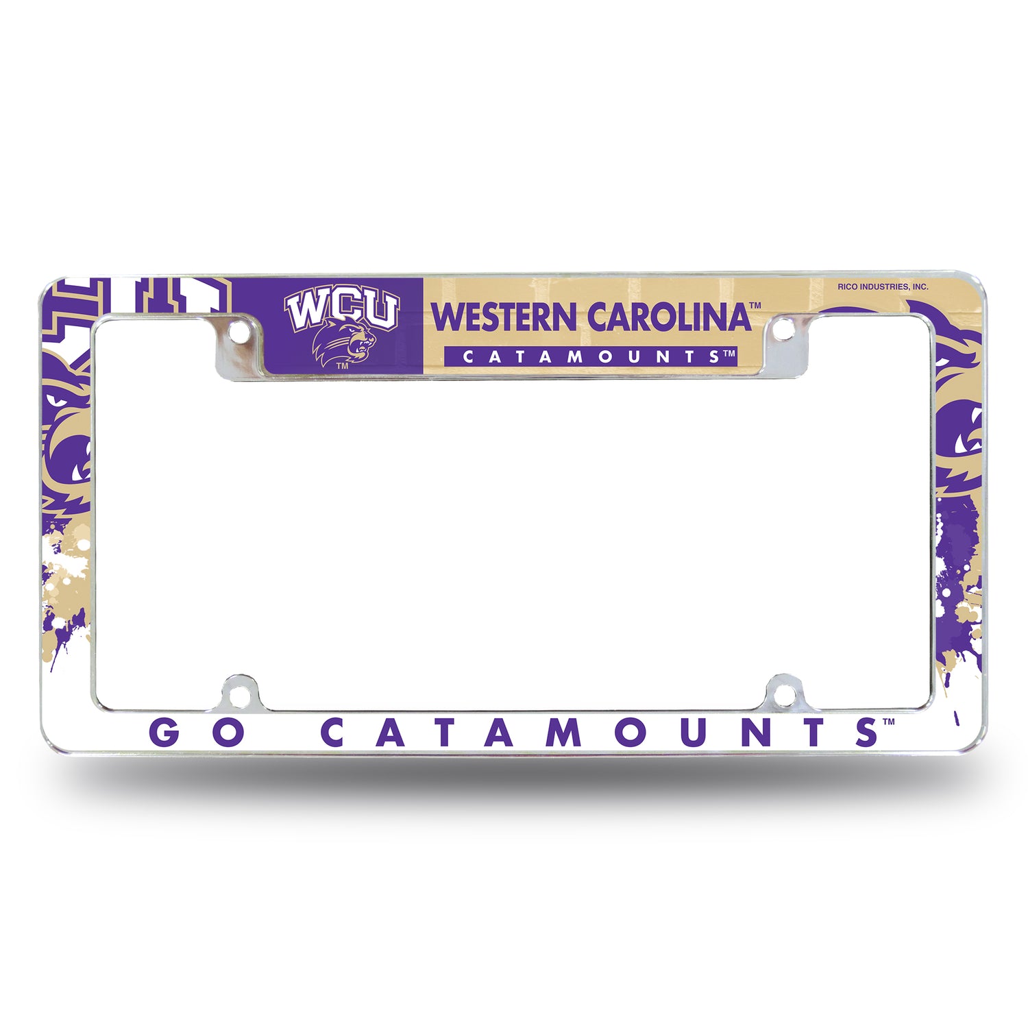 NCAA Western Carolina Catamounts All Over Chrome License Plate Frame Fan Gear NCAA Western Carolina Catamounts