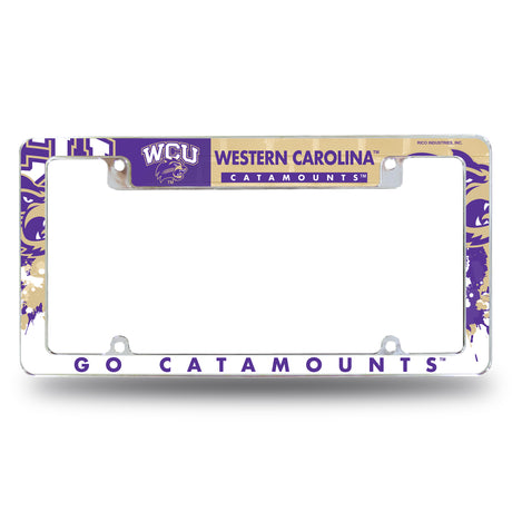 NCAA Western Carolina Catamounts All Over Chrome License Plate Frame Fan Gear NCAA Western Carolina Catamounts
