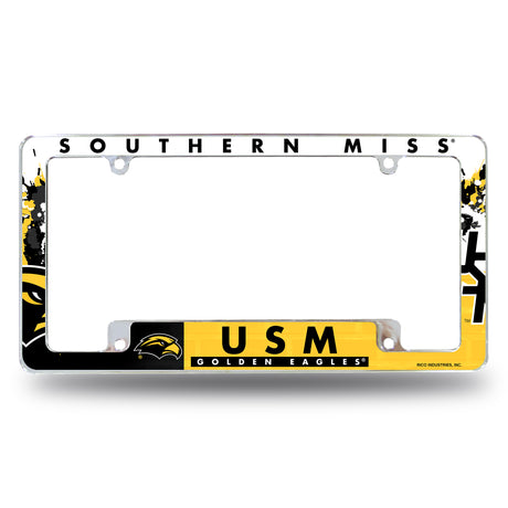 NCAA Southern Mississippi Golden Eagles All Over Chrome License Plate Frame Fan Gear NCAA Southern Mississippi Golden Eagles