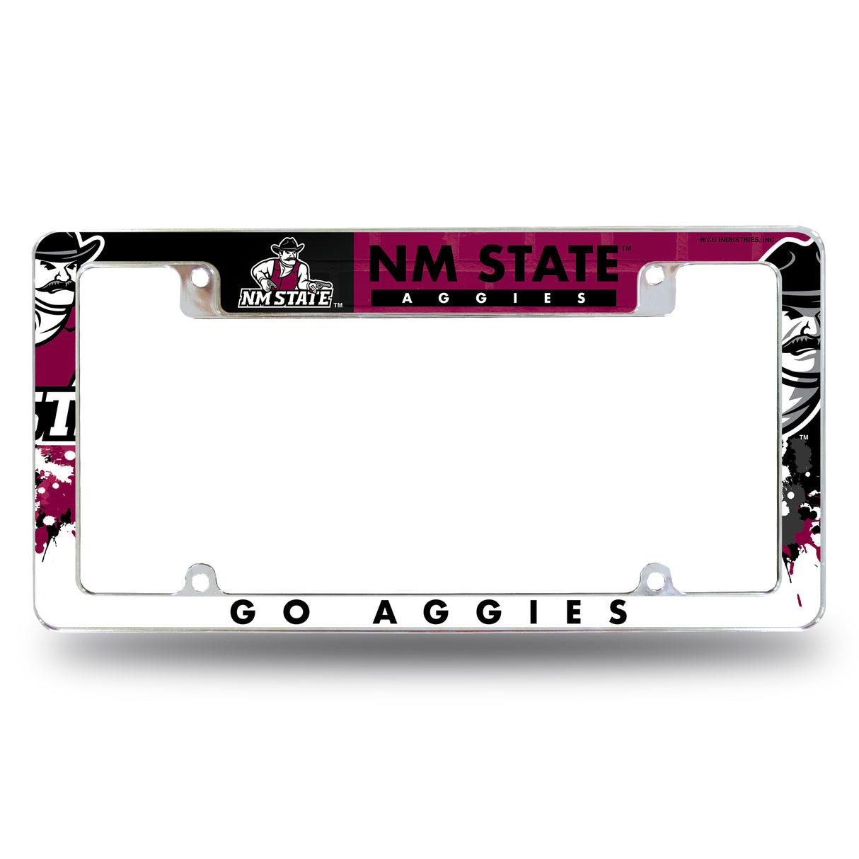 NCAA New Mexico State Aggies All Over Chrome License Plate Frame Fan Gear NCAA New Mexico State Aggies