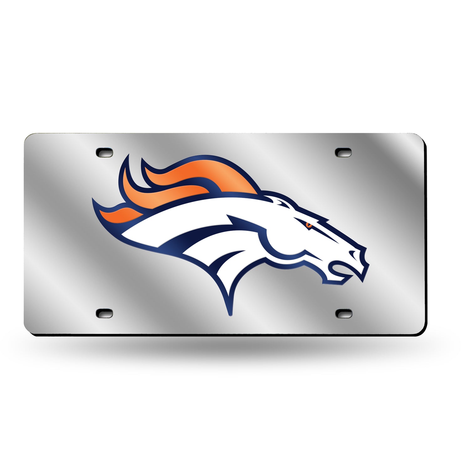NFL Denver Broncos Laser Cut Silver License Plate Tag Fan Gear NFL Denver Broncos