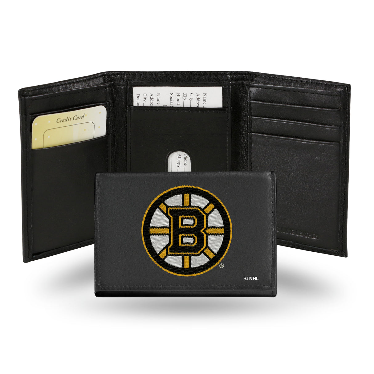 NHL Boston Bruins Embroidered Tri-Fold Wallet Fan Gear NHL Boston Bruins