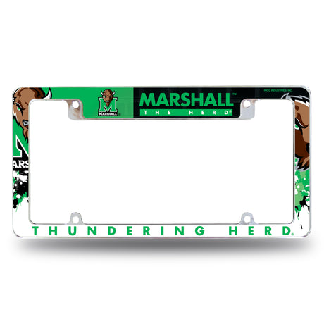 NCAA Marshall Thundering Herd All Over Chrome License Plate Frame Fan Gear NCAA Marshall Thundering Herd