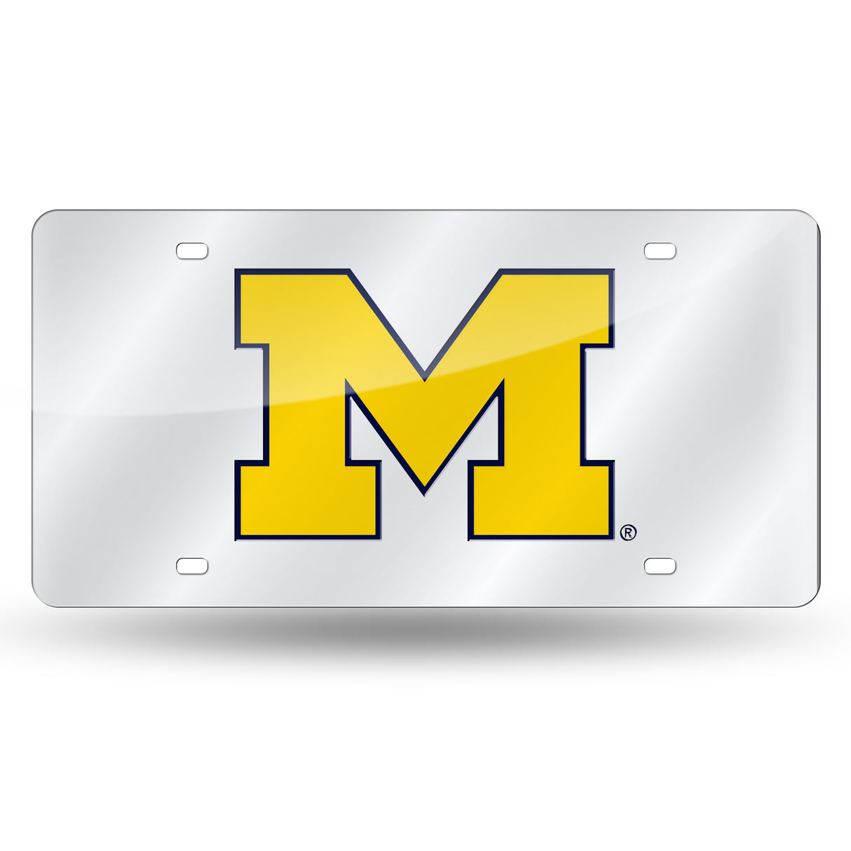 NCAA Michigan Wolverines Silver Laser Cut Automobile Tag Fan Gear NCAA Michigan Wolverines