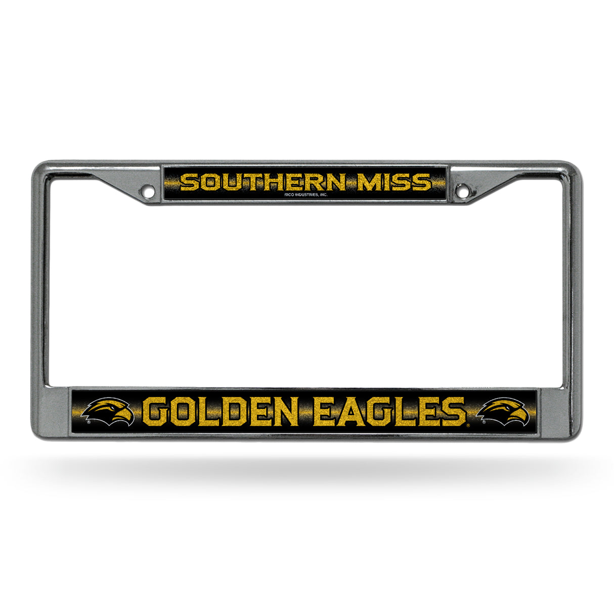 NCAA Southern Mississippi Golden Eagles Chrome Glitter License Plate Frame Fan Gear NCAA Southern Mississippi Golden Eagles