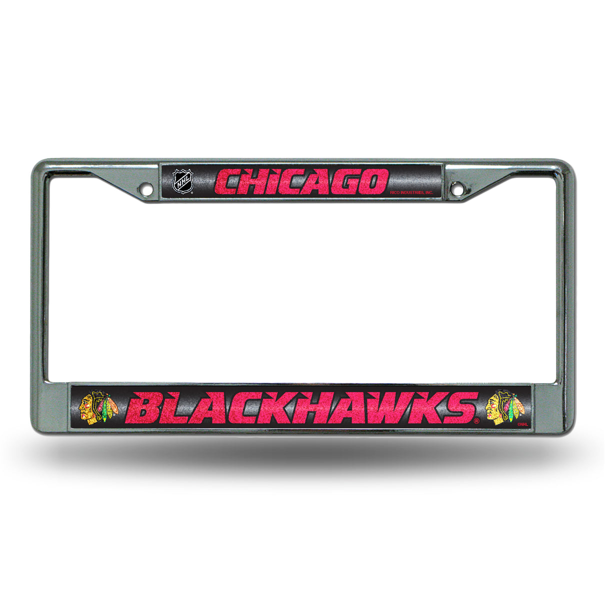 NHL Chicago Blackhawks Chrome Glitter License Plate Frame Fan Gear NHL Chicago Blackhawks
