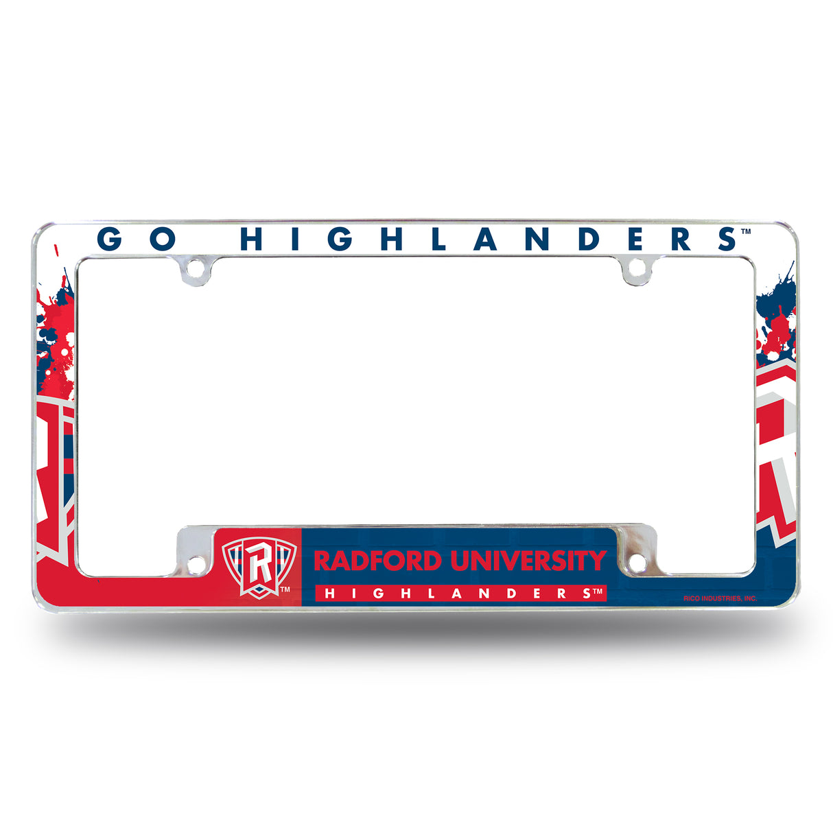 NCAA Radford Highlanders All Over Chrome License Plate Frame Fan Gear NCAA Radford Highlanders