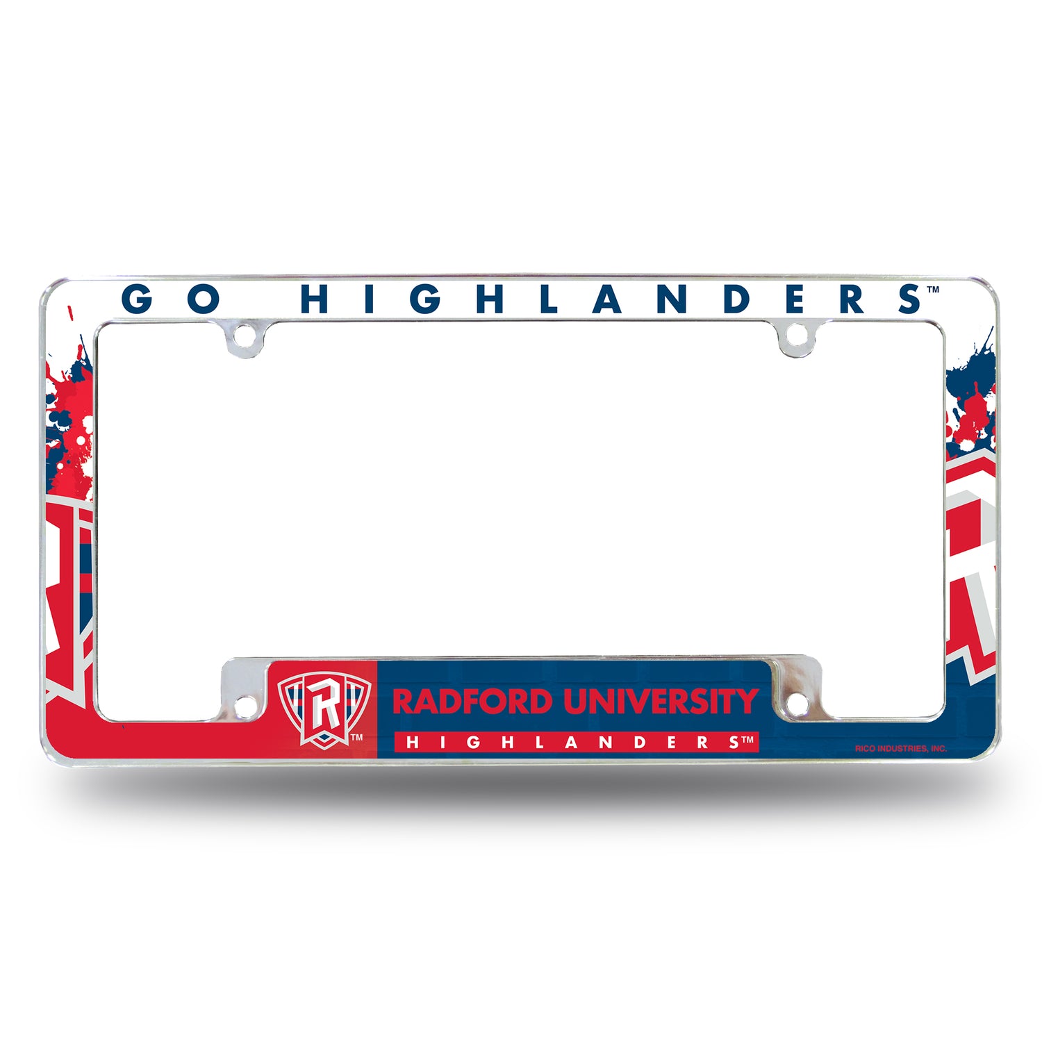 NCAA Radford Highlanders All Over Chrome License Plate Frame Fan Gear NCAA Radford Highlanders