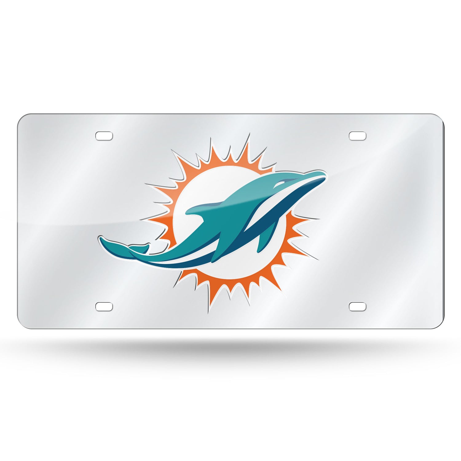 NFL Miami Dolphins Laser Cut Silver License Plate Tag Fan Gear NFL Miami Dolphins