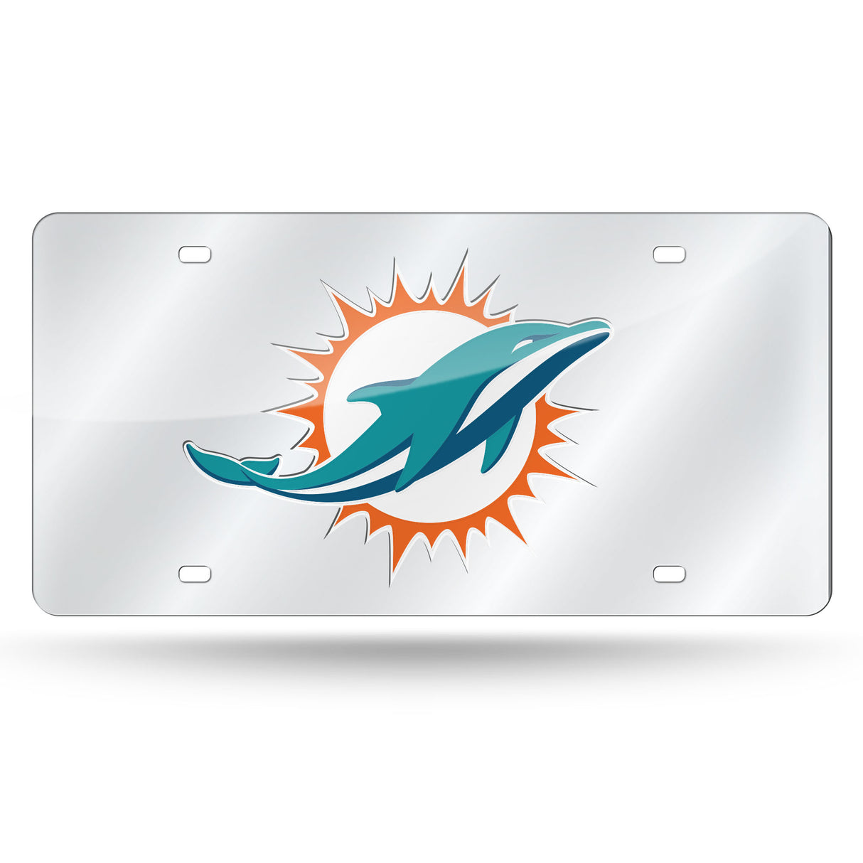NFL Miami Dolphins Laser Cut Silver License Plate Tag Fan Gear NFL Miami Dolphins