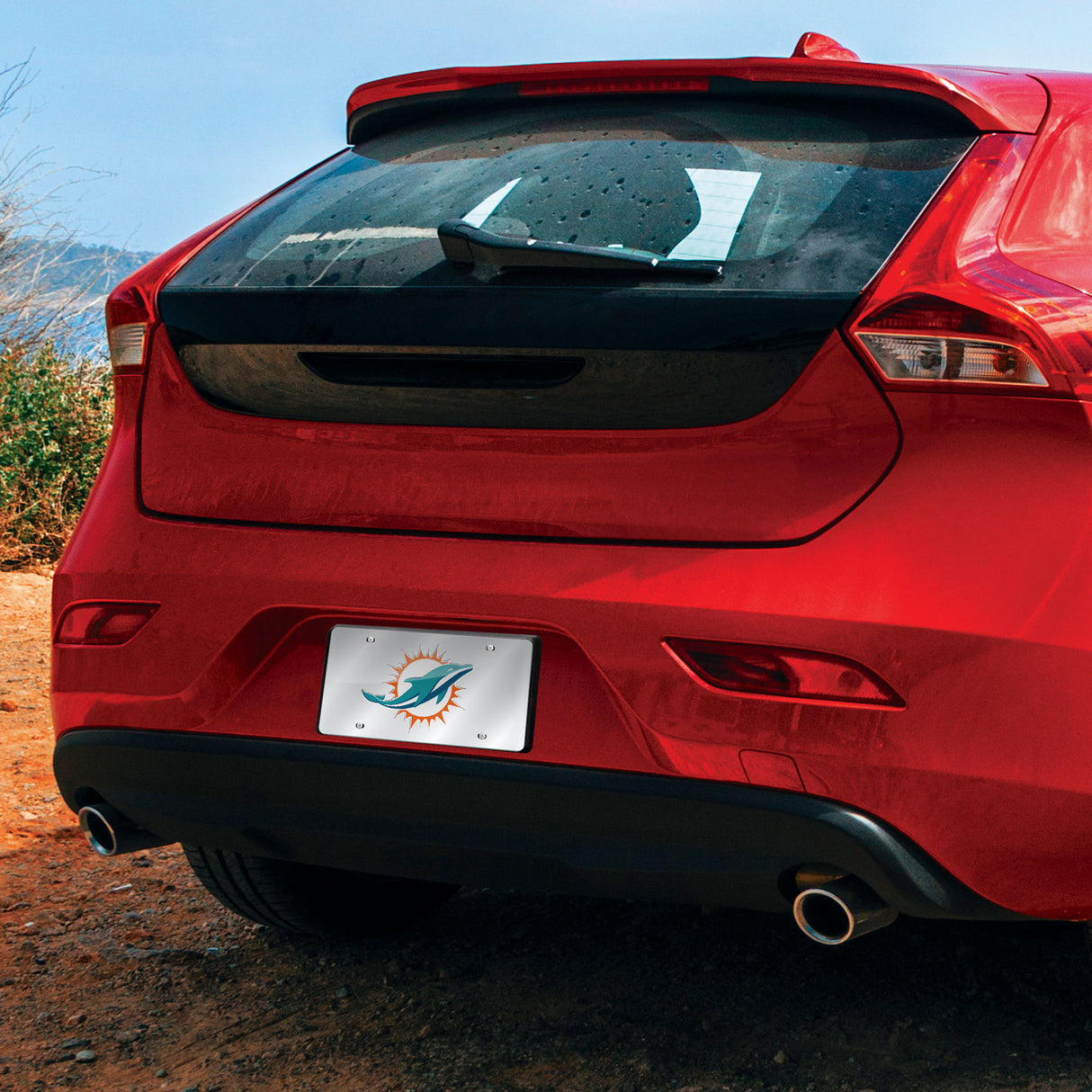 NFL Miami Dolphins Laser Cut Silver License Plate Tag Fan Gear NFL Miami Dolphins