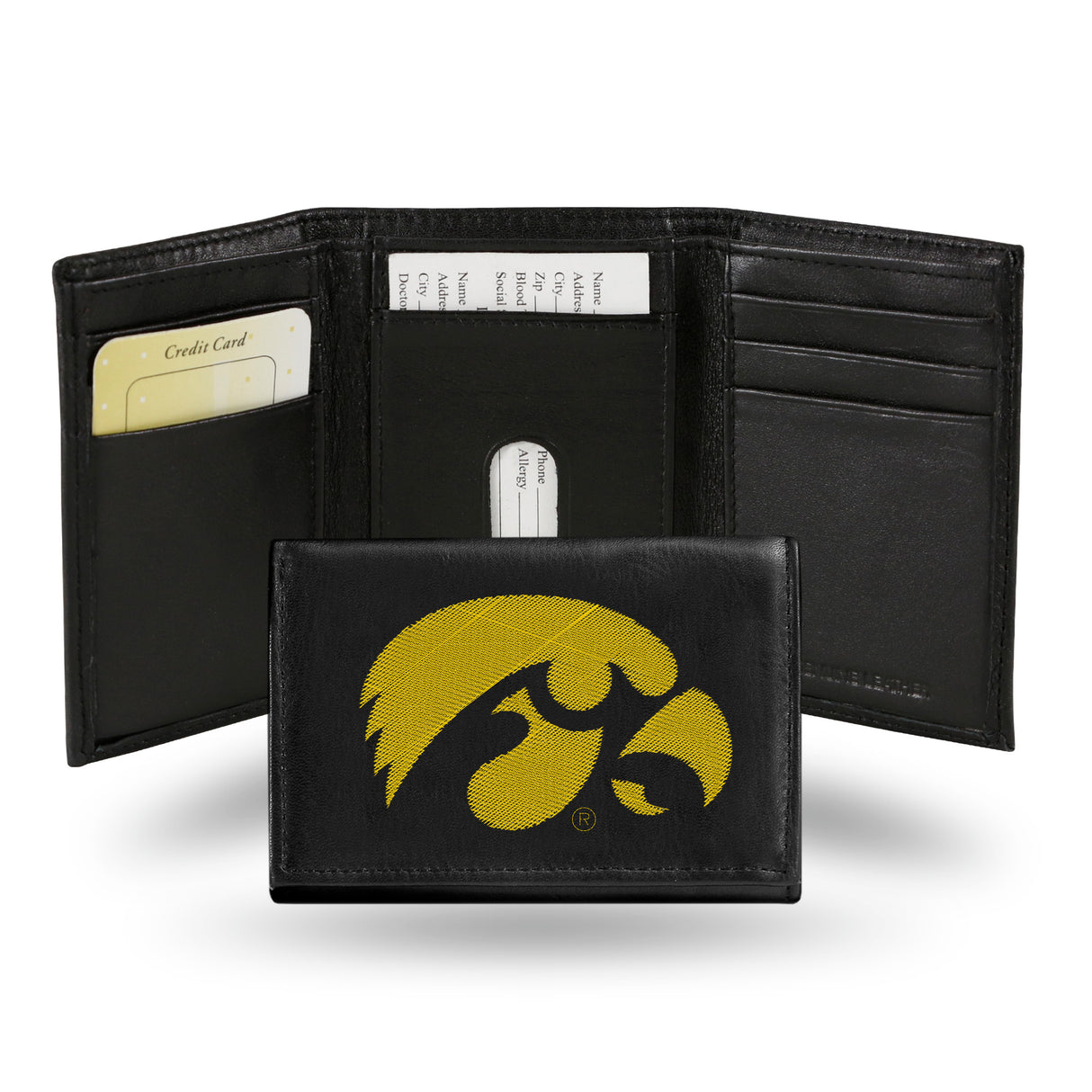 NCAA Iowa Hawkeyes Embroidered Tri-Fold Wallet Fan Gear NCAA Iowa Hawkeyes