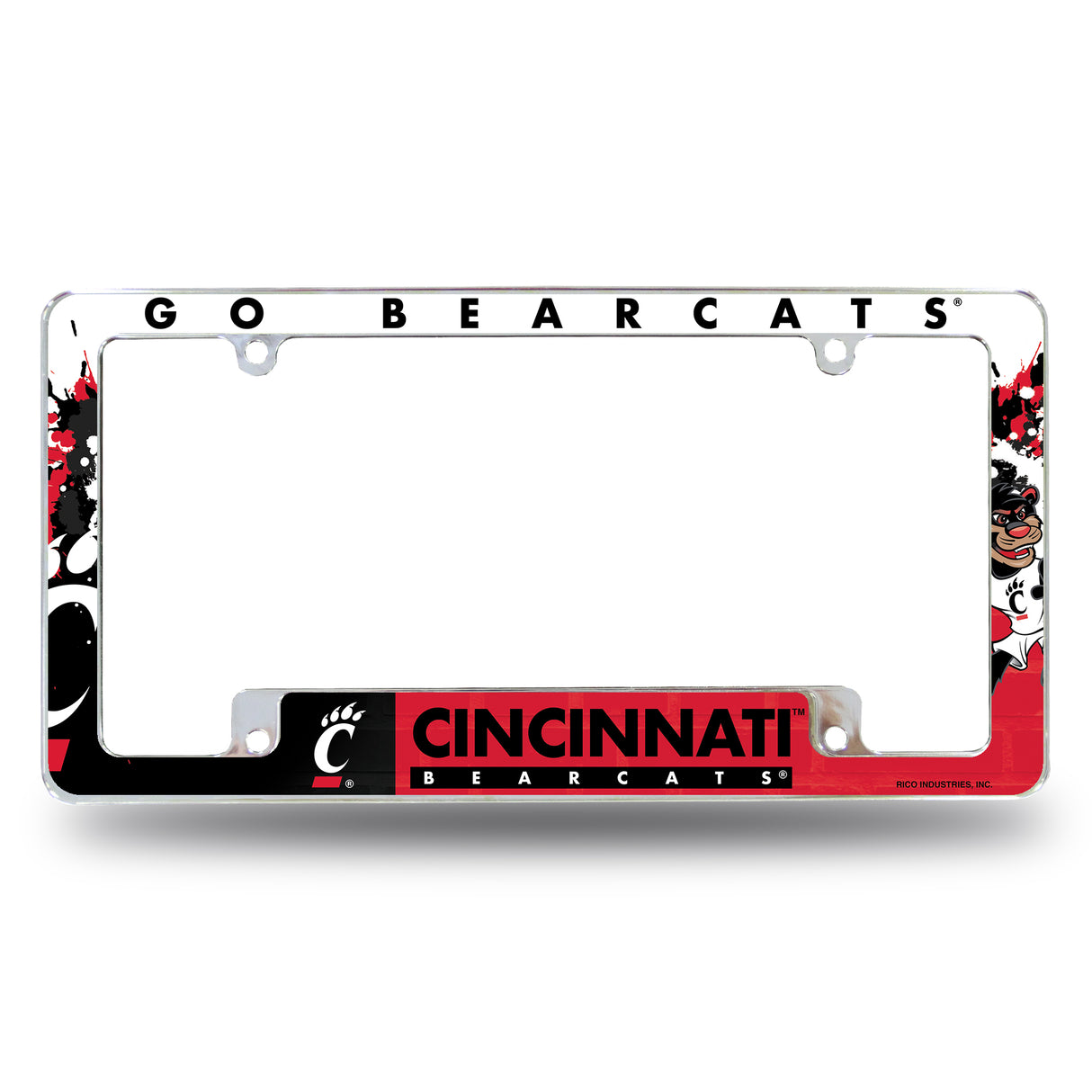 NCAA Cincinnati Bearcats All Over Chrome License Plate Frame Fan Gear NCAA Cincinnati Bearcats