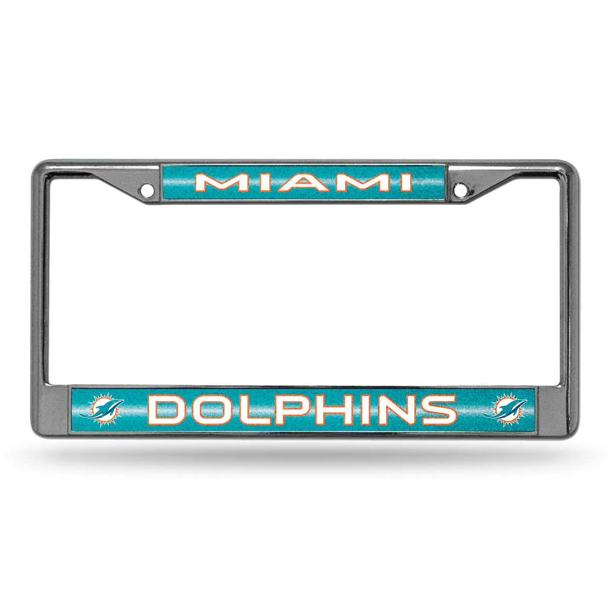 NFL Miami Dolphins Chrome Glitter License Plate Frame Fan Gear NFL Miami Dolphins