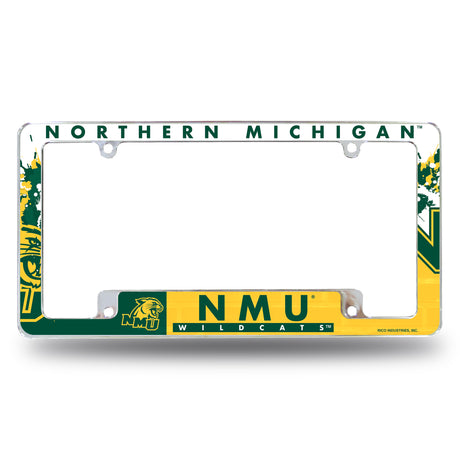 NCAA Northern Michigan Wildcats All Over Chrome License Plate Frame Fan Gear NCAA Northern Michigan Wildcats