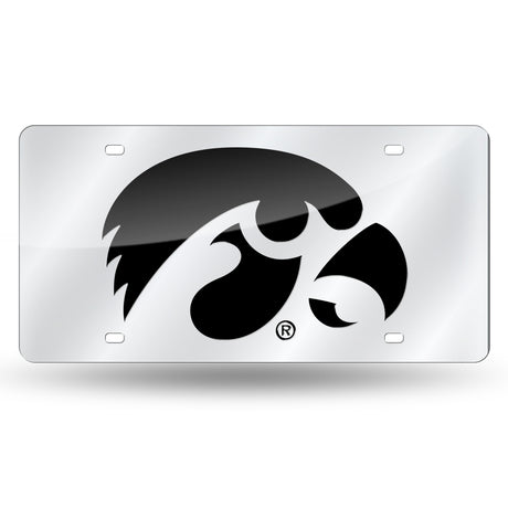 NCAA Iowa Hawkeyes Silver Laser Cut Automobile Tag Fan Gear NCAA Iowa Hawkeyes
