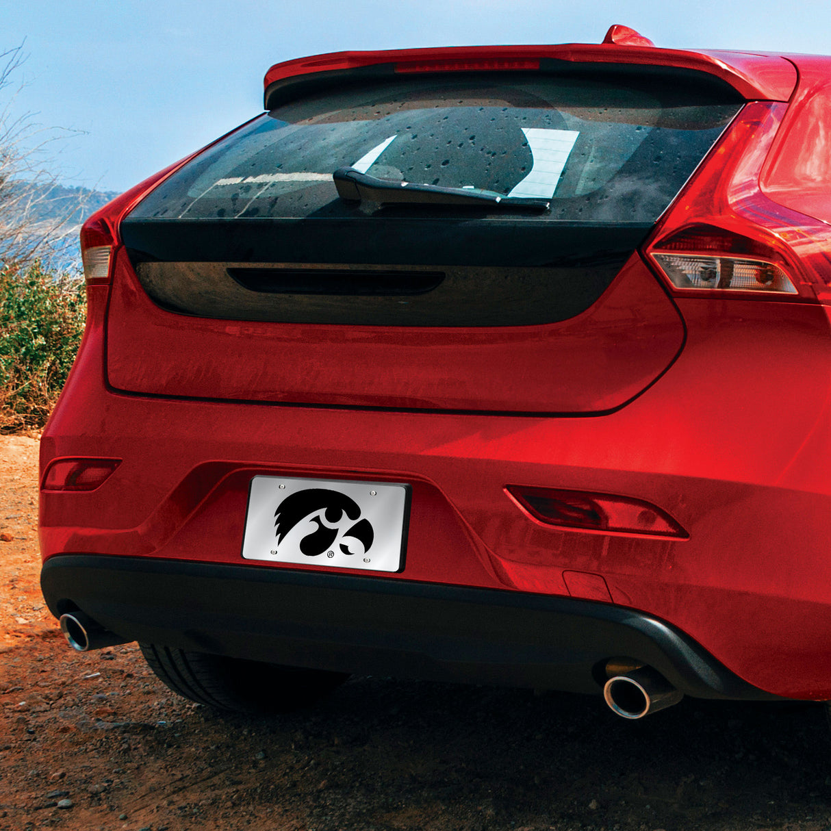 NCAA Iowa Hawkeyes Silver Laser Cut Automobile Tag Fan Gear NCAA Iowa Hawkeyes