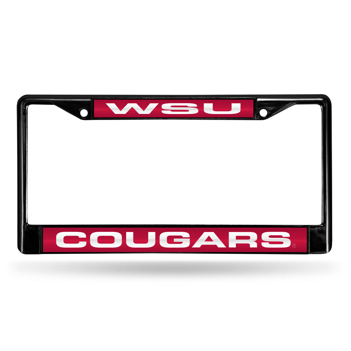 NCAA Washington State Cougars - WSU Laser Cut Black Chrome License Plate Frame Fan Gear NCAA Washington State Cougars