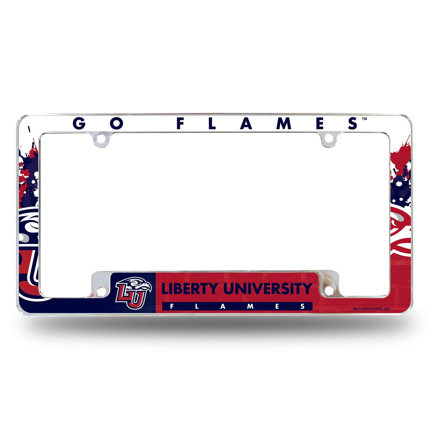 NCAA Liberty Flames All Over Chrome License Plate Frame Fan Gear NCAA Liberty Flames