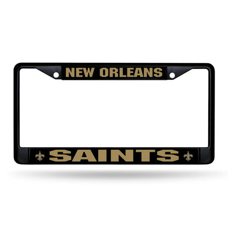 NFL New Orleans Saints Black Chrome License Plate Frame Fan Gear NFL New Orleans Saints