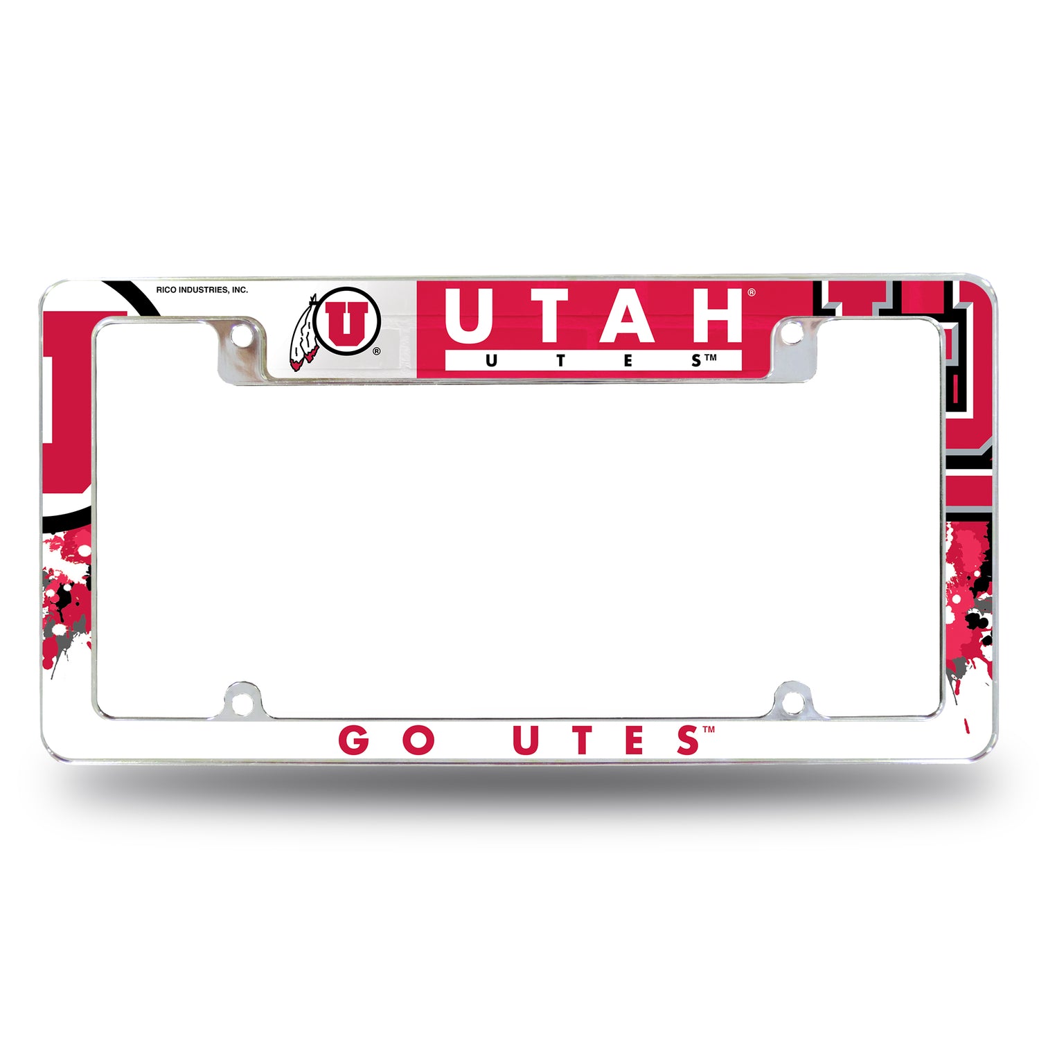 NCAA Utah Utes All Over Chrome License Plate Frame Fan Gear NCAA Utah Utes