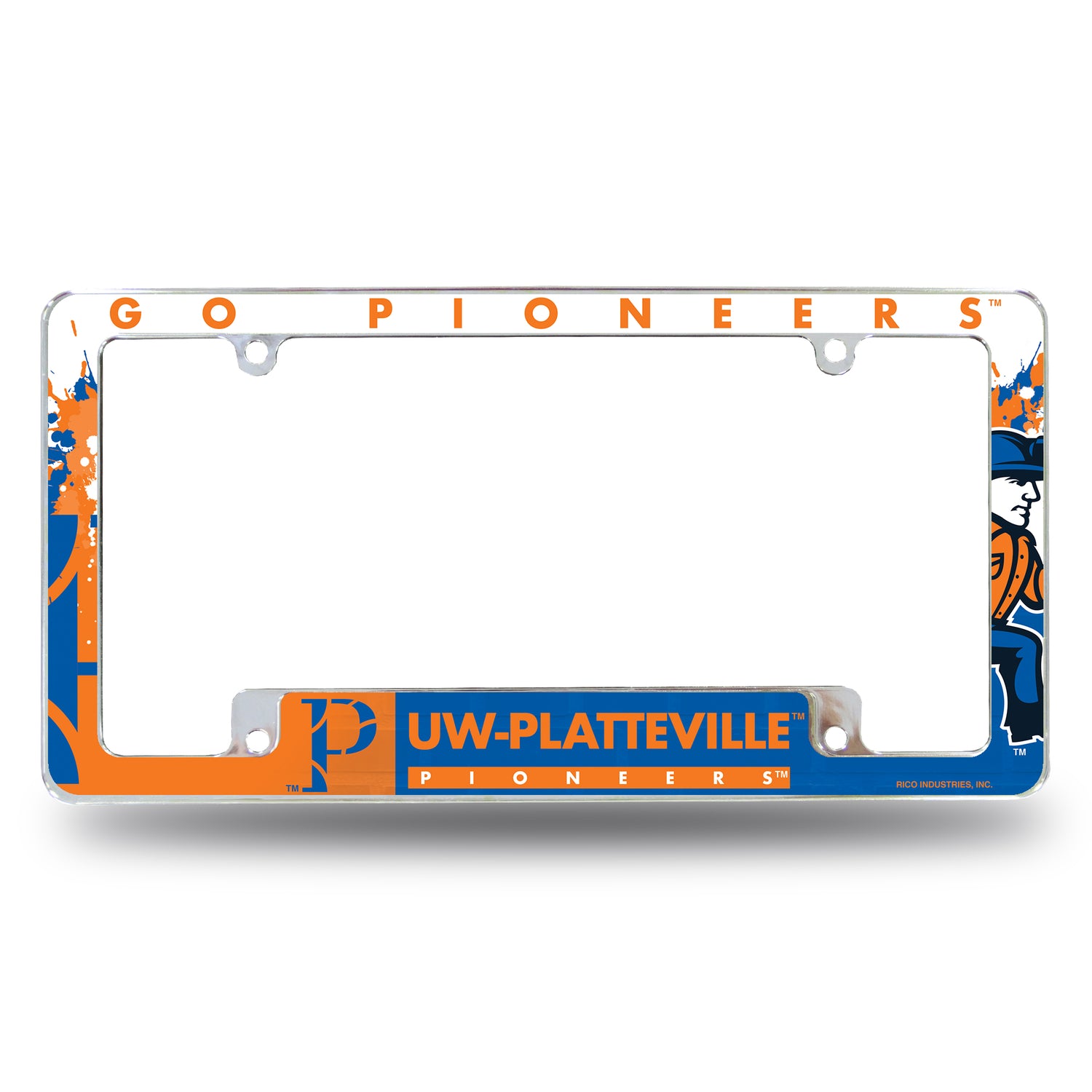NCAA Wisconsin-Platteville Pioneers All Over Chrome License Plate Frame Fan Gear NCAA Wisconsin-Platteville Pioneers
