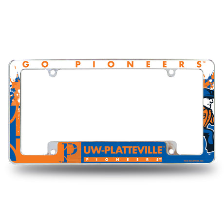 NCAA Wisconsin-Platteville Pioneers All Over Chrome License Plate Frame Fan Gear NCAA Wisconsin-Platteville Pioneers