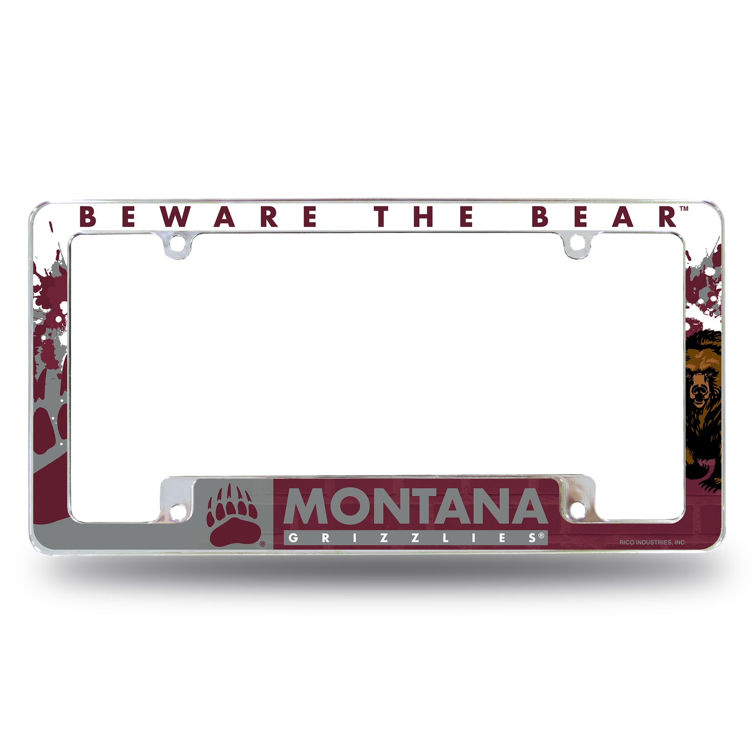 NCAA Montana Grizzlies All Over Chrome License Plate Frame Fan Gear NCAA Montana Grizzlies