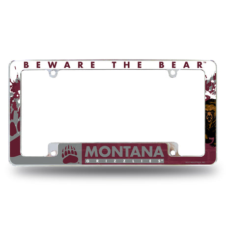 NCAA Montana Grizzlies All Over Chrome License Plate Frame Fan Gear NCAA Montana Grizzlies
