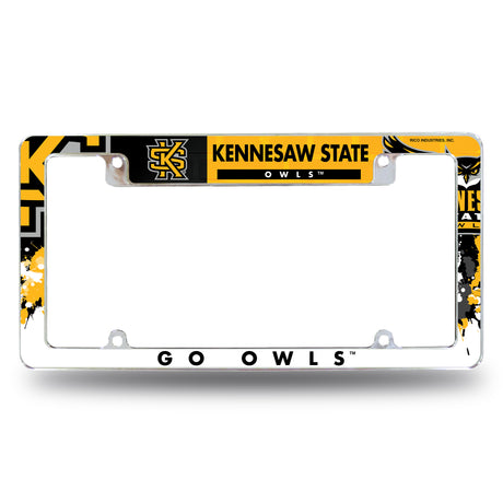 NCAA Kennesaw State Owls All Over Chrome License Plate Frame Fan Gear NCAA Kennesaw State Owls