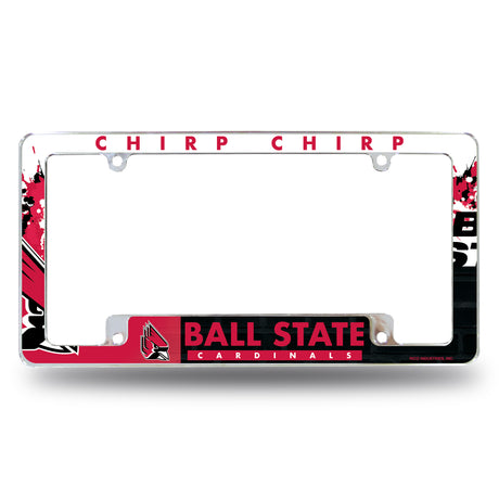 NCAA Ball State Cardinals All Over Chrome License Plate Frame Fan Gear NCAA Ball State Cardinals