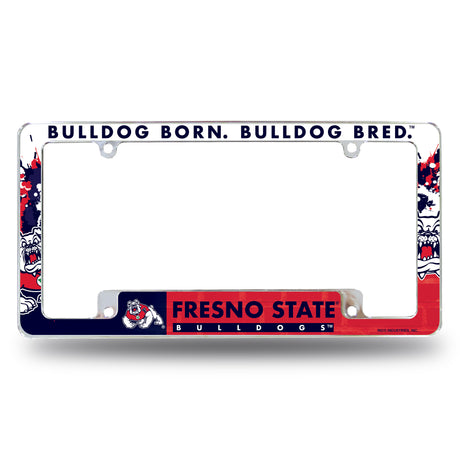 NCAA Fresno State Bulldogs All Over Chrome License Plate Frame Fan Gear NCAA Fresno State Bulldogs